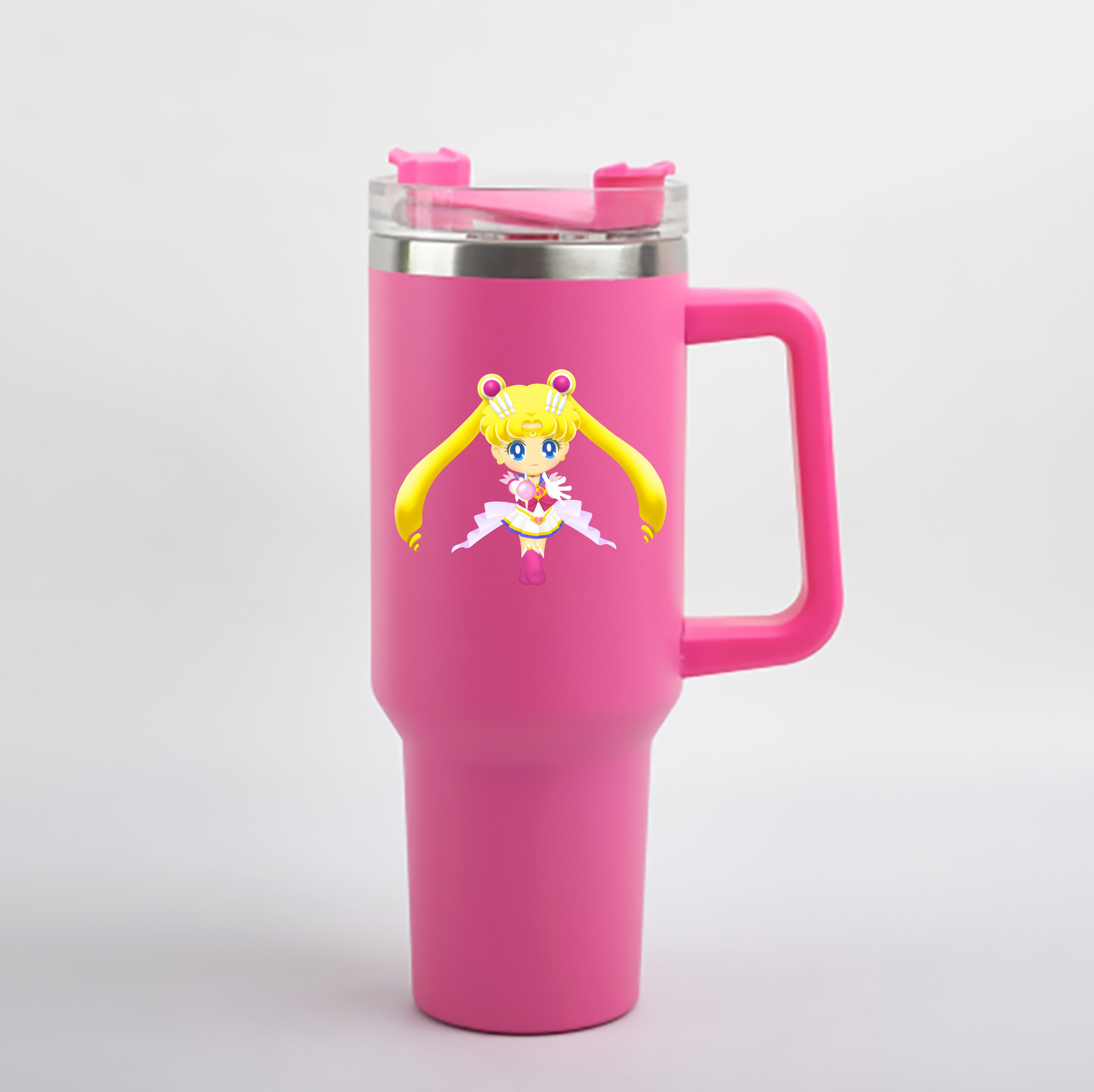 （画像用） 美少女戦士セーラームーン 月野 うさぎ つきの うさぎ Sailor Moon Tsukino Usagi 1200mL車用タンブラー - クリスタルステッカー（プラスチックストロー付き）